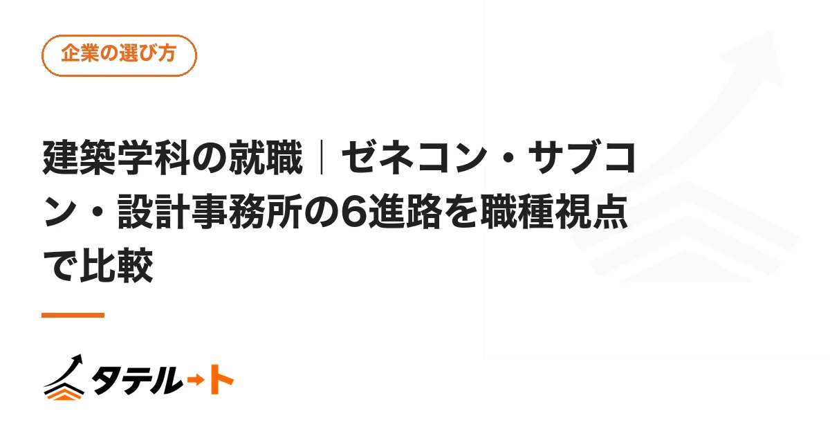 建築学科の就職｜ゼネコン・サブコン・設計事務所の6進路を職種視点で比較